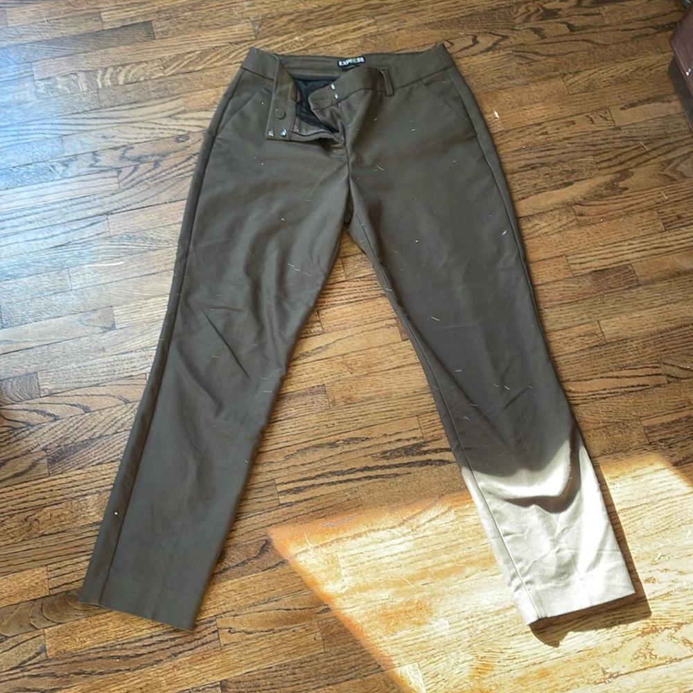 Size 4, Olive Green, Columnist Slacks from Express.